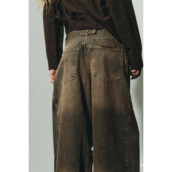 ZARA TRF OVERSIZE LOW-RISE JEANS - Picture 7 of 10